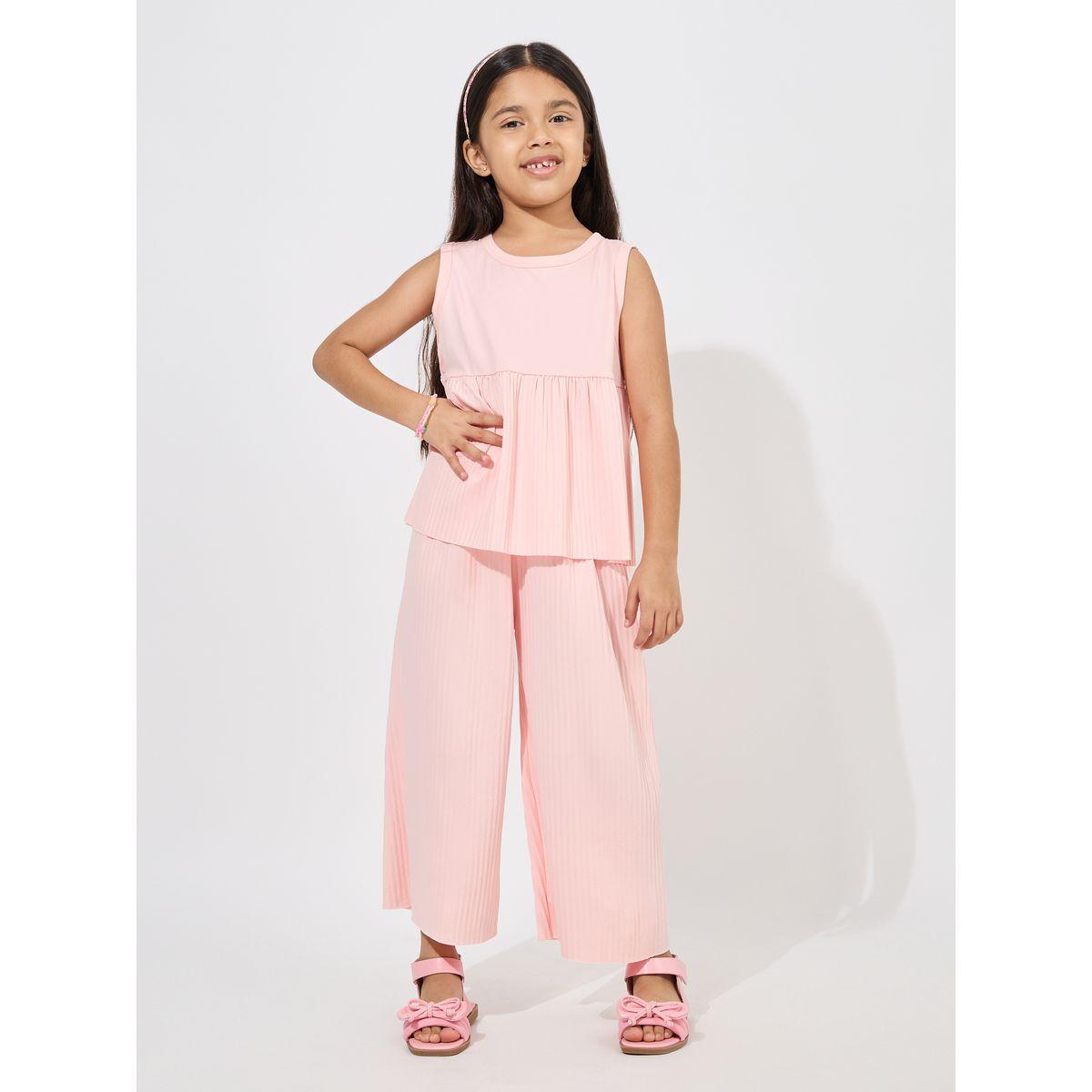 Styli Pleated Sleeveless Top & Trousers Set-girls-clothing-setsandcoords-image-1