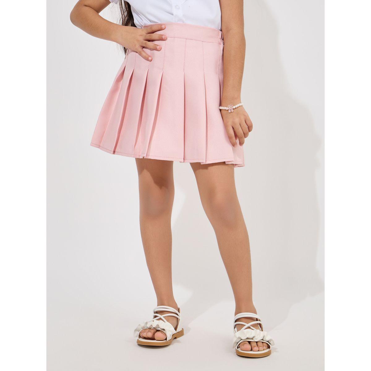 Styli Elastic Waistband Pleated Preppy Skirt-girls-clothing-bottoms-skirts-image-1