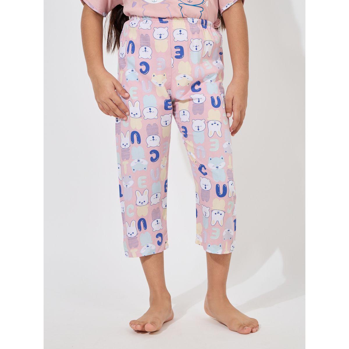 Styli Button Front Bear Print T-Shirt & Cropped Pyjama Set-girls-clothing-nightwear-image-5