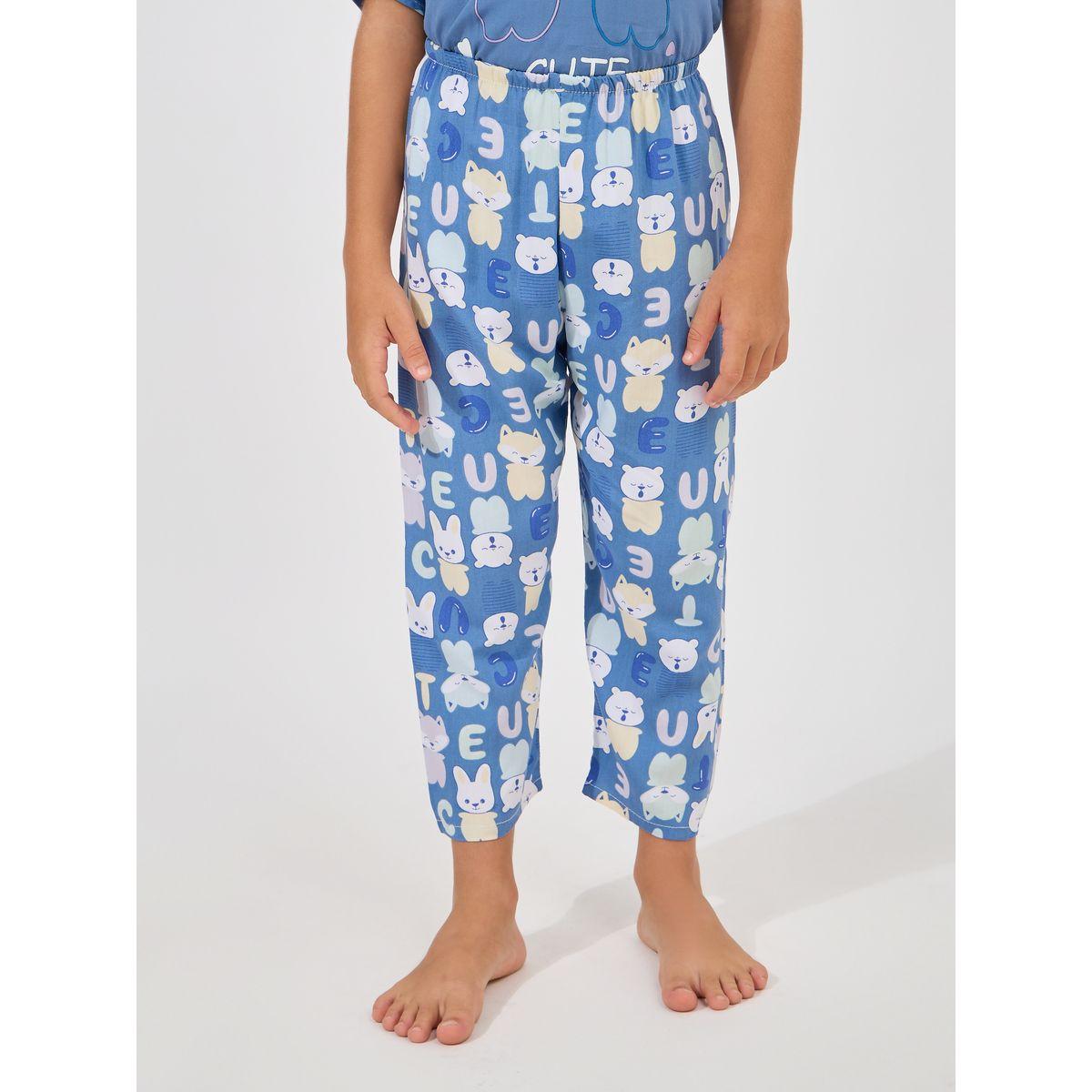 Styli Button Front Bear Print T-Shirt & Crop Pyjama Set-boys-clothing-nightwear-image-5