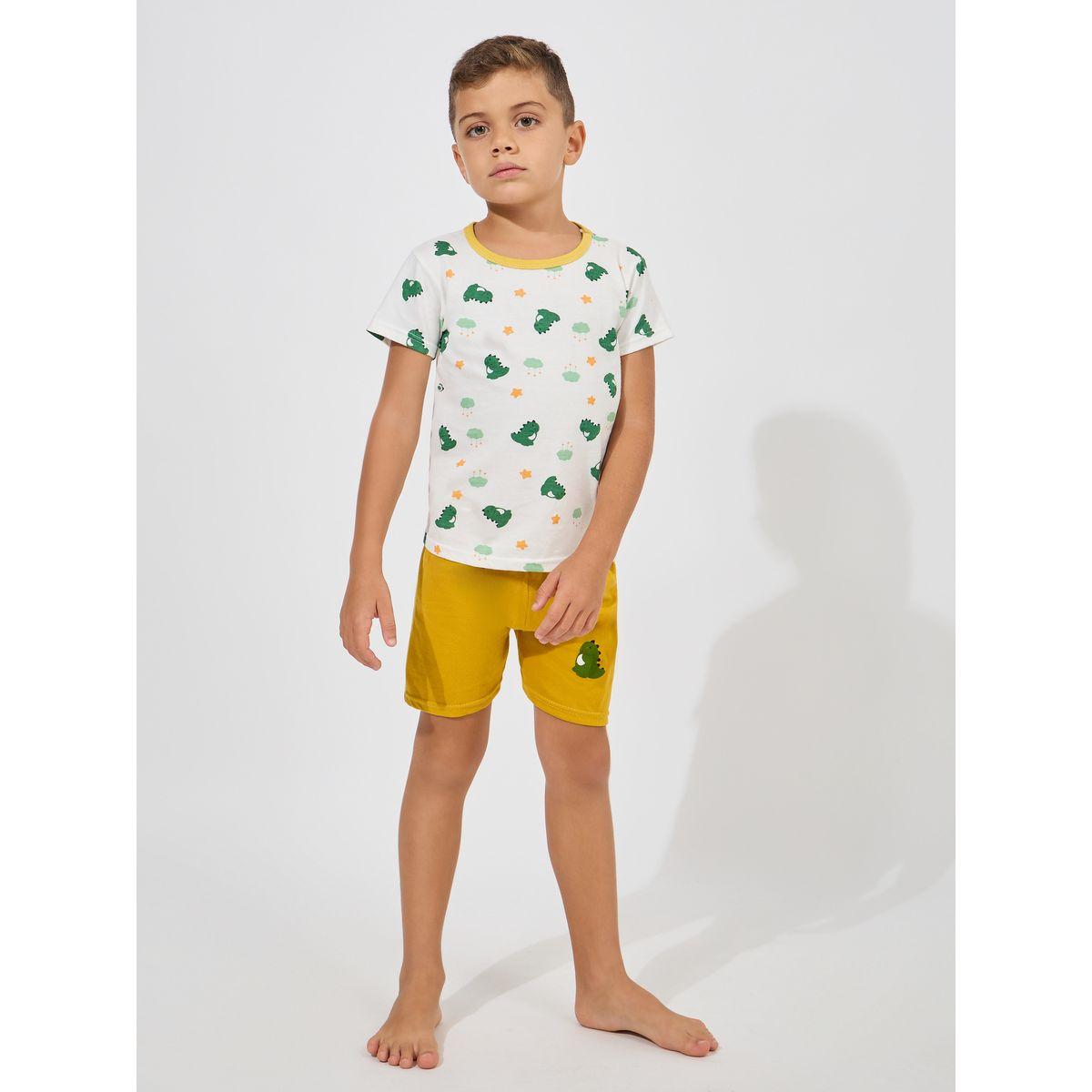 Styli Dinosaur Print T-Shirt & Shorts Set-boys-clothing-nightwear-image-1