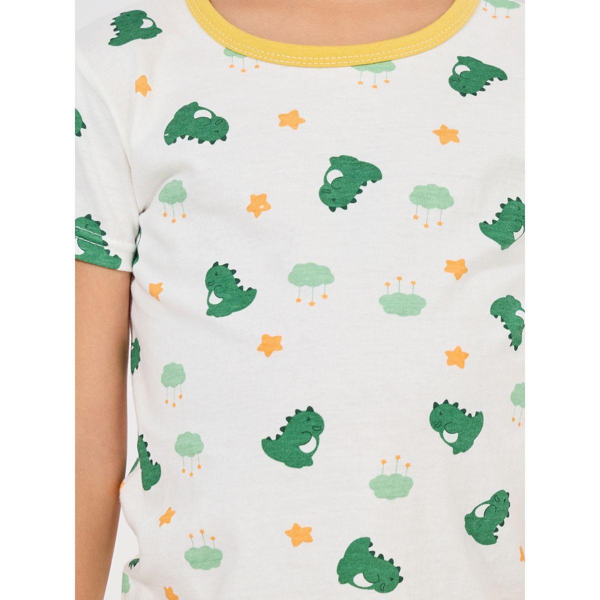 Styli Dinosaur Print T-Shirt & Shorts Set-boys-clothing-nightwear-image-3