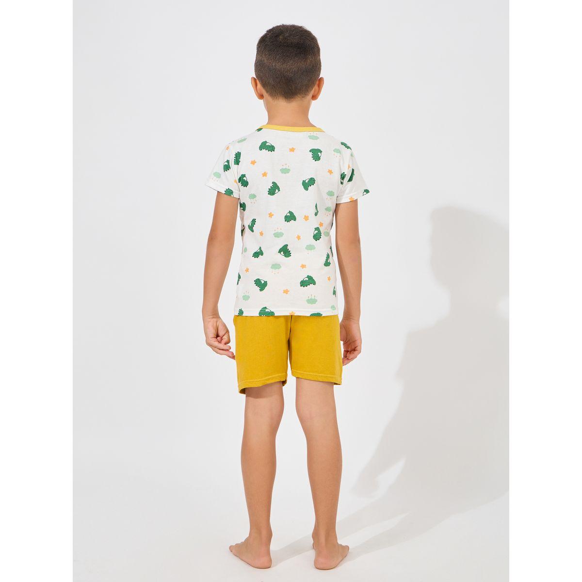 Styli Dinosaur Print T-Shirt & Shorts Set-boys-clothing-nightwear-image-4
