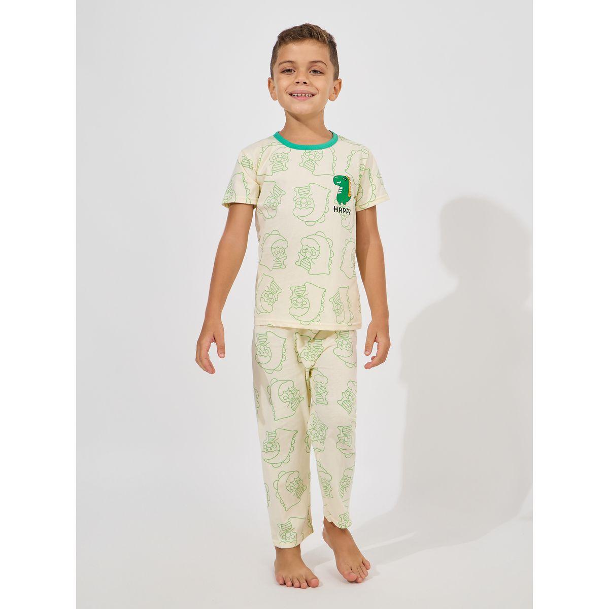 Styli Dinosaur Print T-Shirt & Pyjama Set-boys-clothing-nightwear-image-1