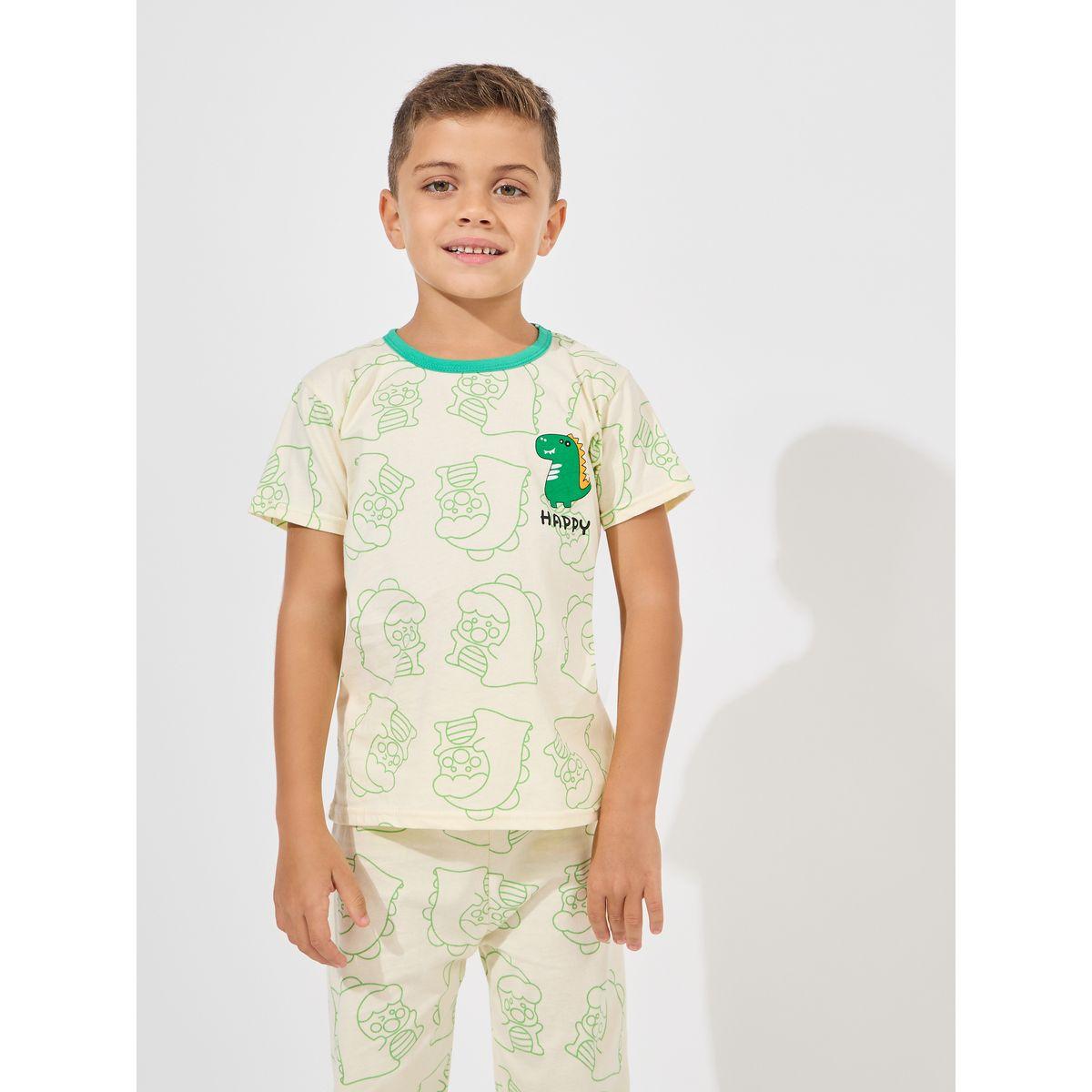 Styli Dinosaur Print T-Shirt & Pyjama Set-boys-clothing-nightwear-image-2