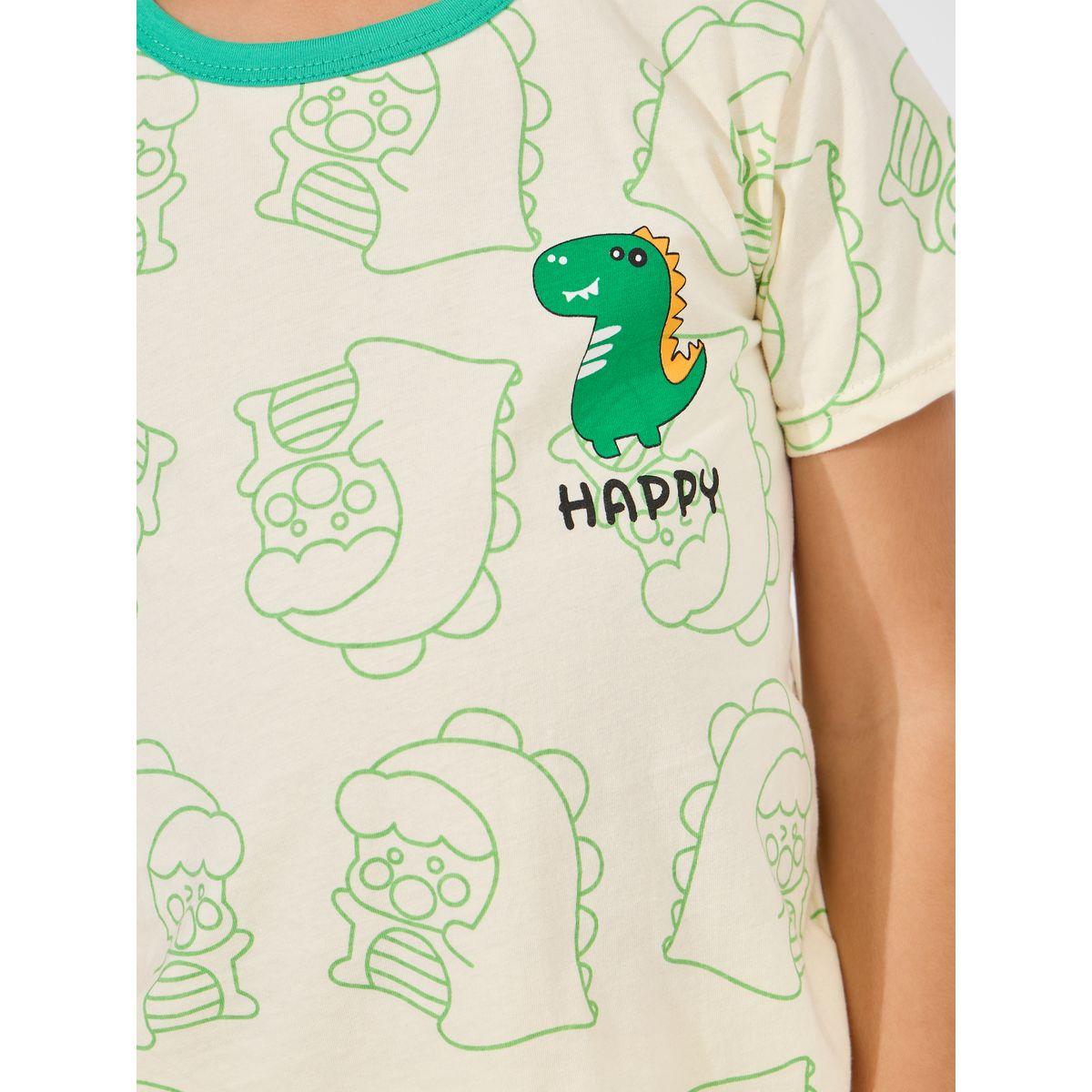 Styli Dinosaur Print T-Shirt & Pyjama Set-boys-clothing-nightwear-image-3
