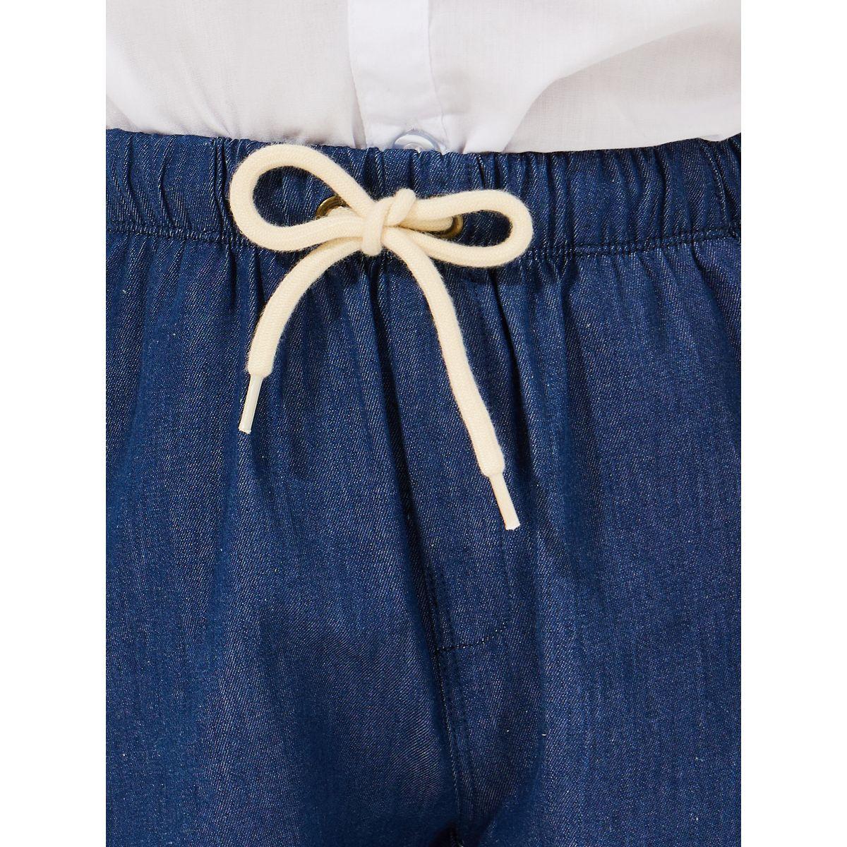 Styli Solid Denim Shorts with Drawstrings-boys-clothing-bottoms-shorts-image-3