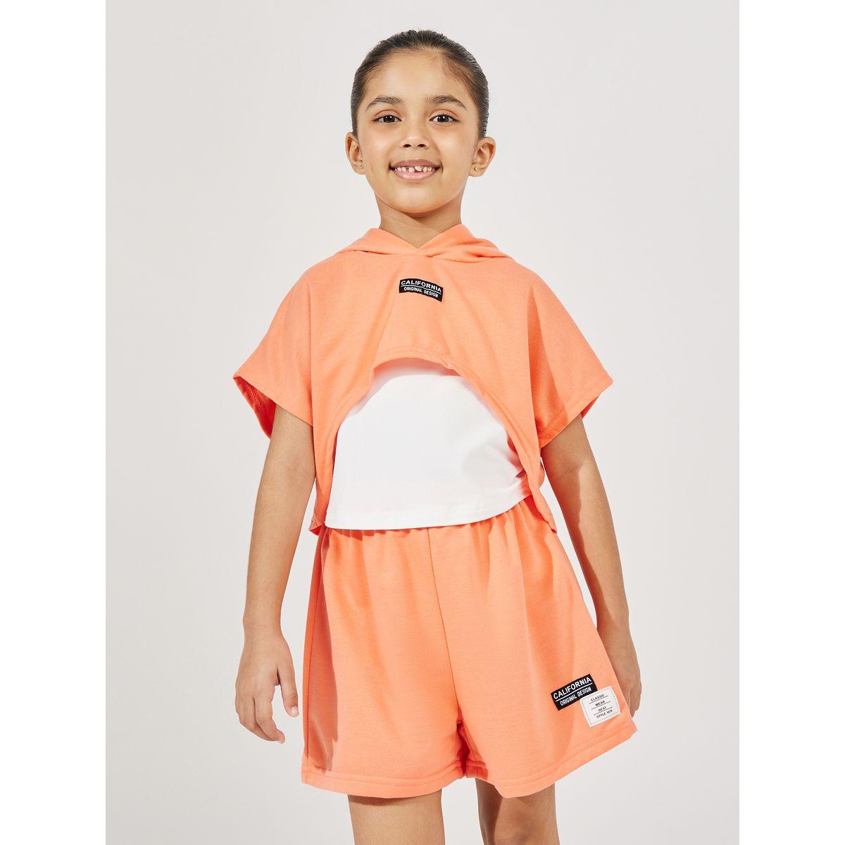 Styli Pack of 3 - Plain Cami, Hooded Crop Top & Shorts-girls-clothing-setsandcoords-image-2