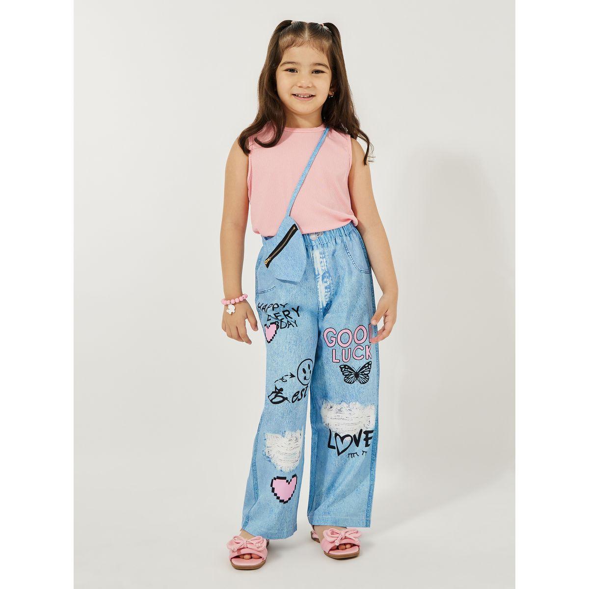 مجموعة من 3 - بنطال وبلوزة كت مع شنطة-girls-clothing-setsandcoords-image-1
