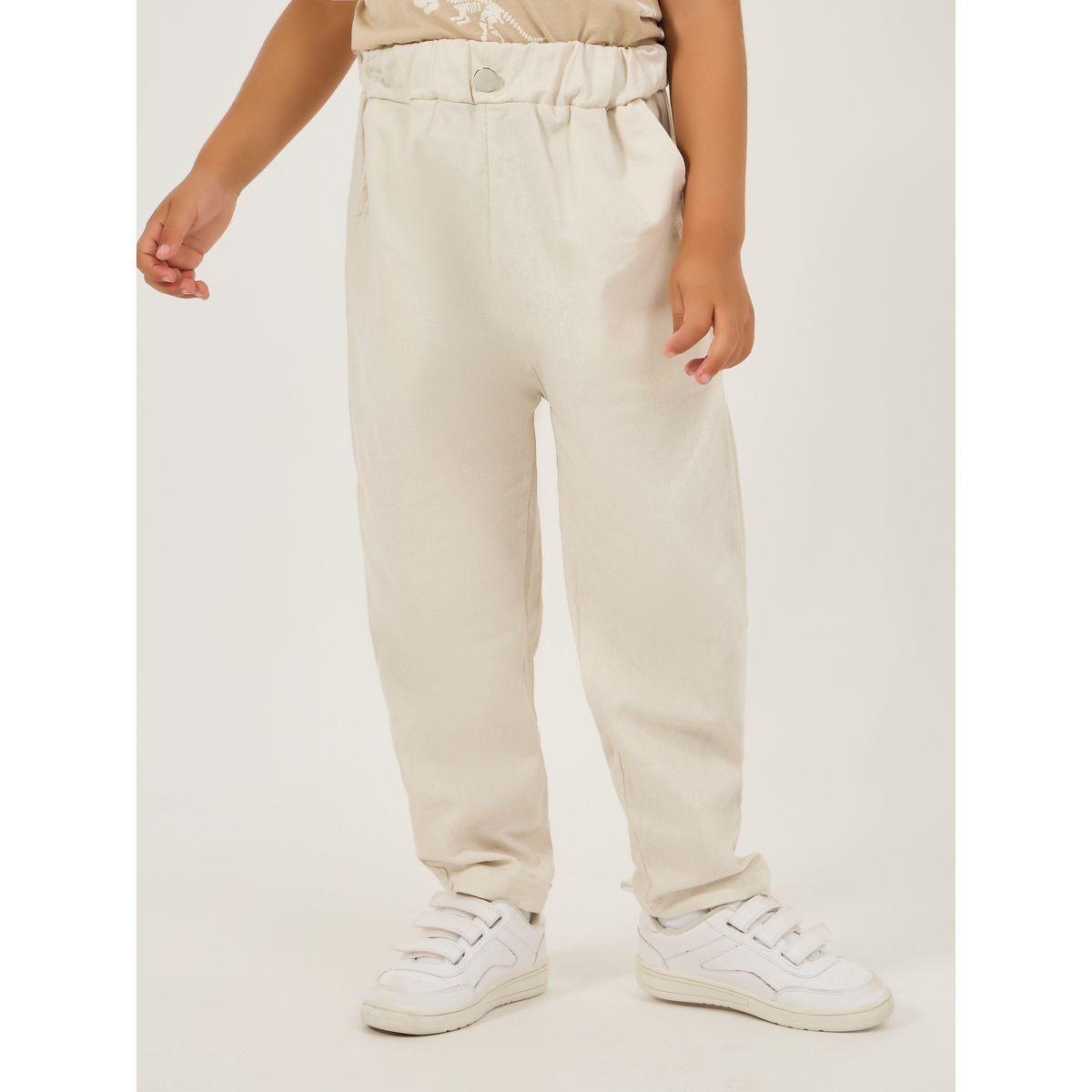 بنطال بمظهر الكتان مع خصر مطاطي-boys-clothing-bottoms-trousers-image-1