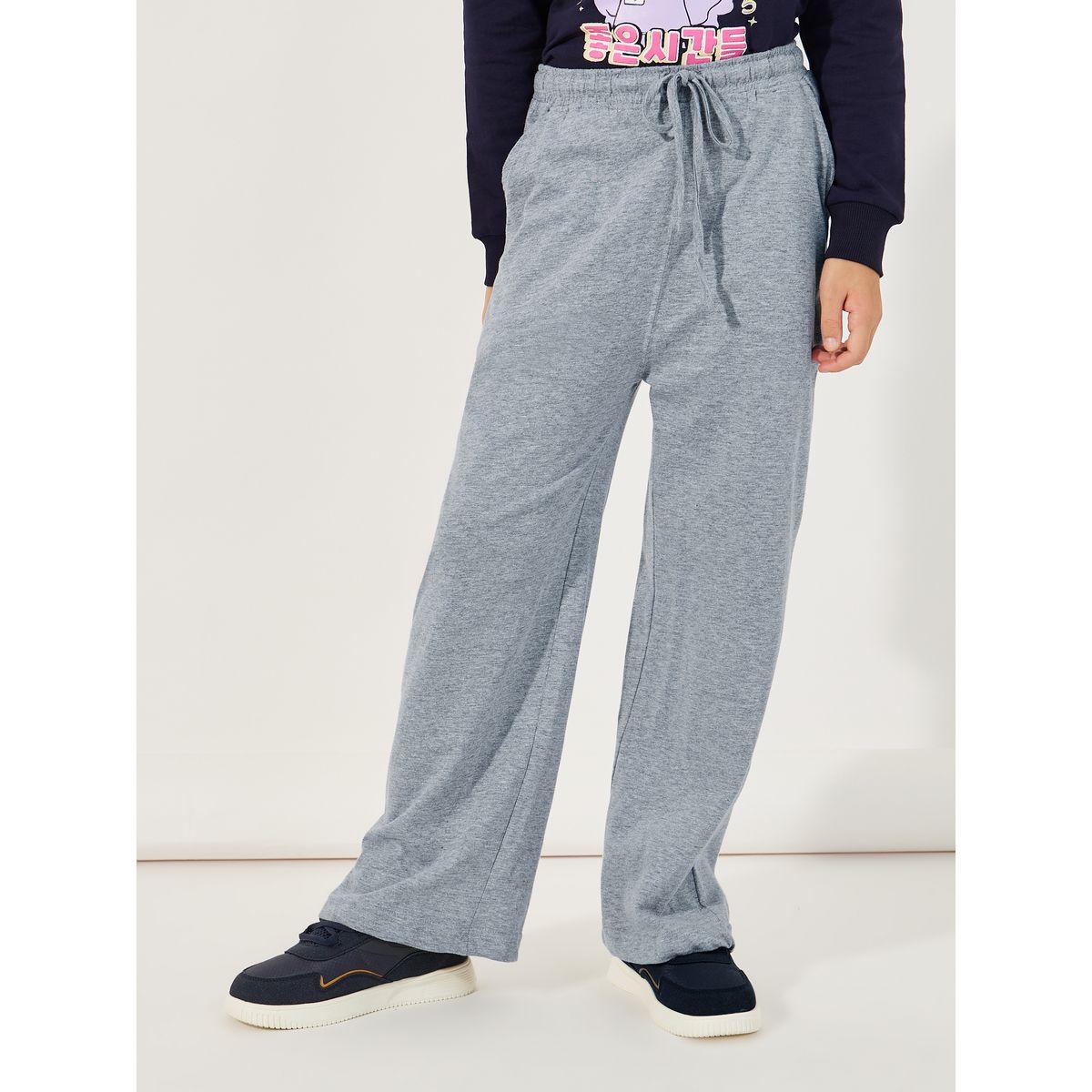 جوغر سادة بخصر مطاطي مع أربطة-girls-clothing-bottoms-joggersandtrackpants-image-1