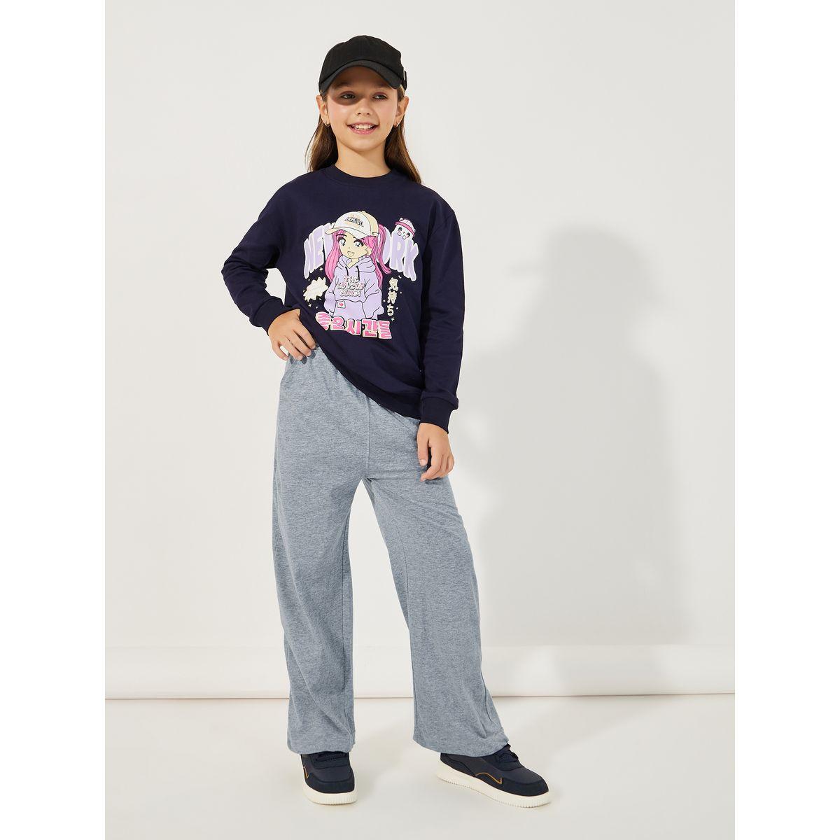 جوغر سادة بخصر مطاطي مع أربطة-girls-clothing-bottoms-joggersandtrackpants-image-2