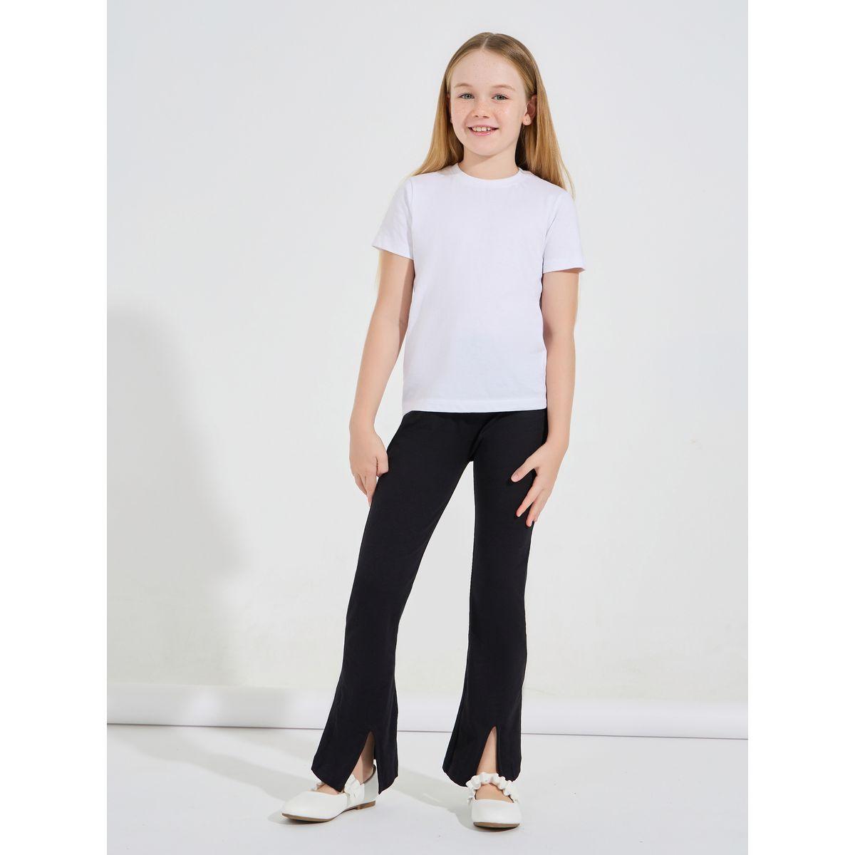 Styli Flared Ankle Length Leggings with Centre Front Slit-girls-clothing-bottoms-leggings-image-2