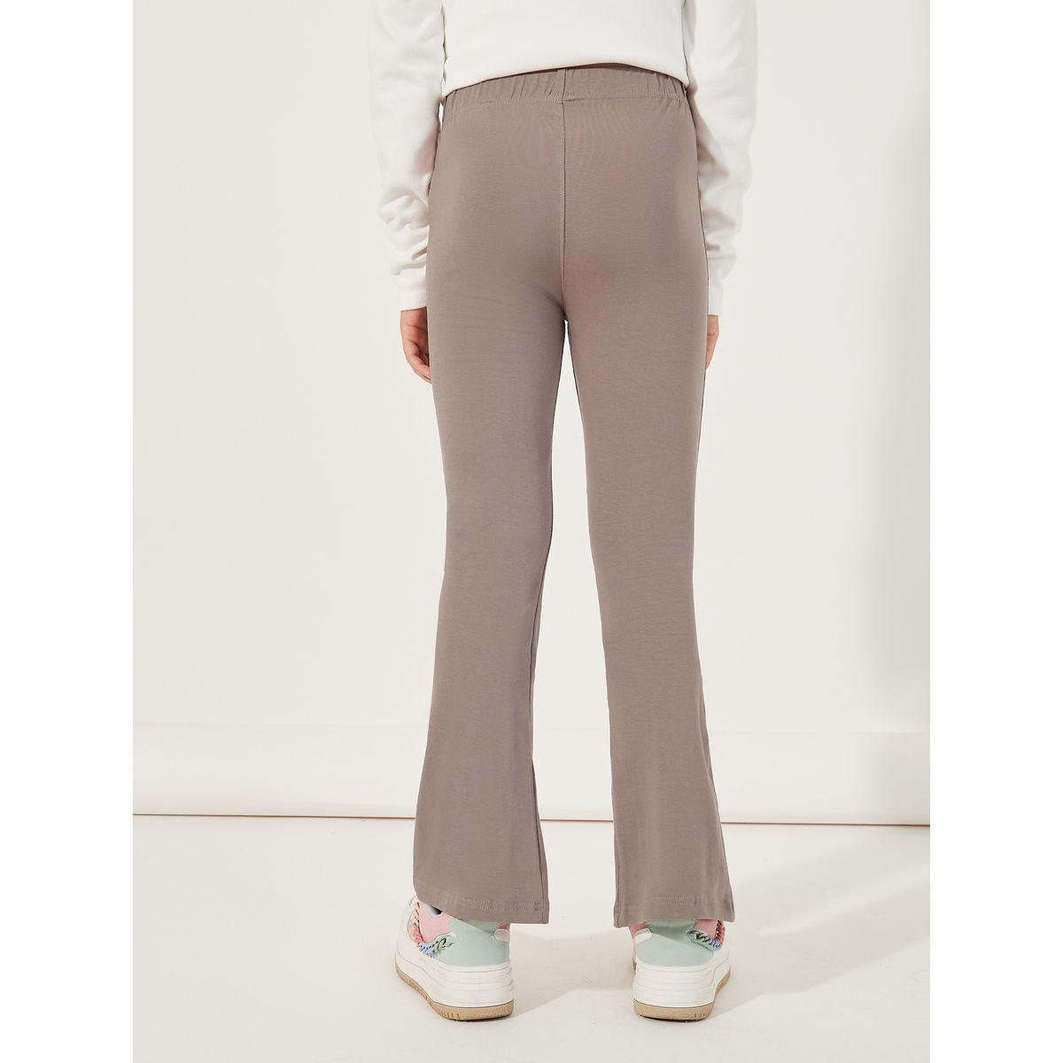 Styli Solid Flared Leggings with Split Hem-girls-clothing-bottoms-leggings-image-4