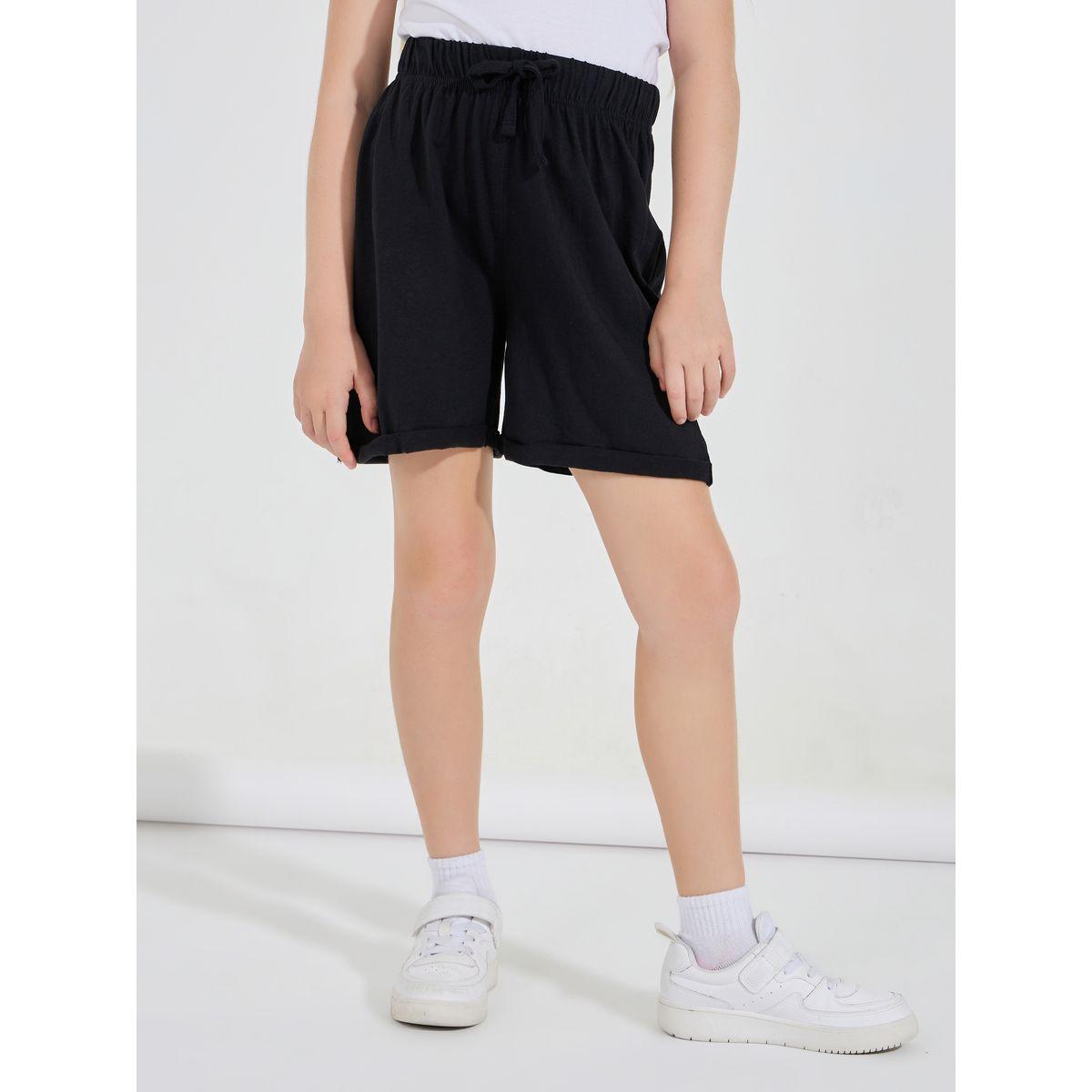 Styli Basic Shorts with Turn-Up Hem-girls-clothing-bottoms-shorts-image-1
