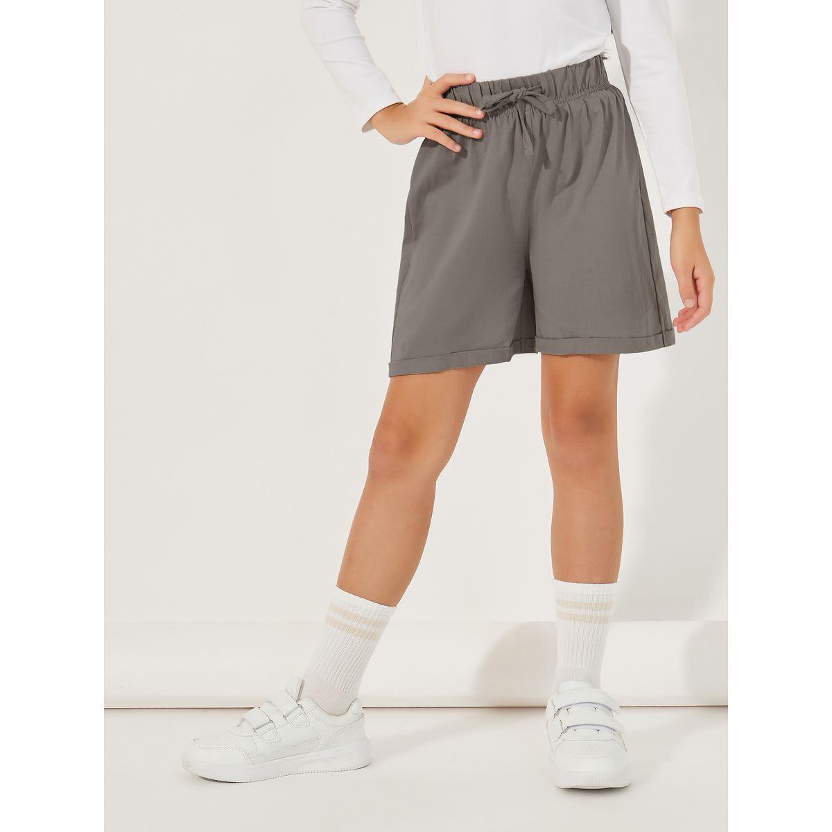 Styli Basic Shorts with Turn-Up Hem-girls-clothing-bottoms-shorts-image-1