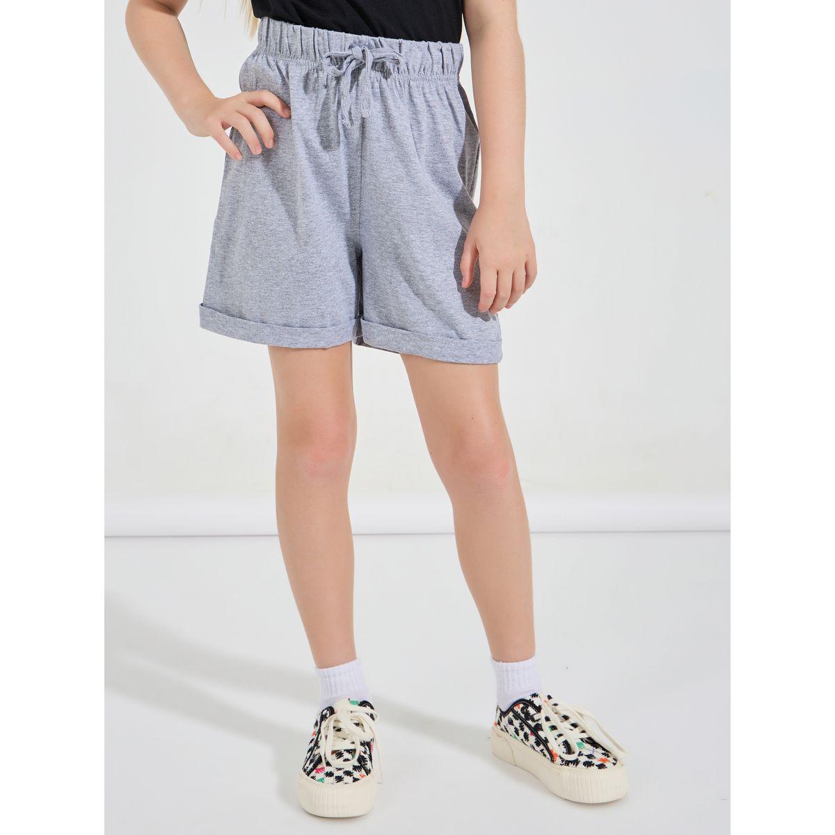 Styli Basic Shorts with Turn-Up Hem-girls-clothing-bottoms-shorts-image-1