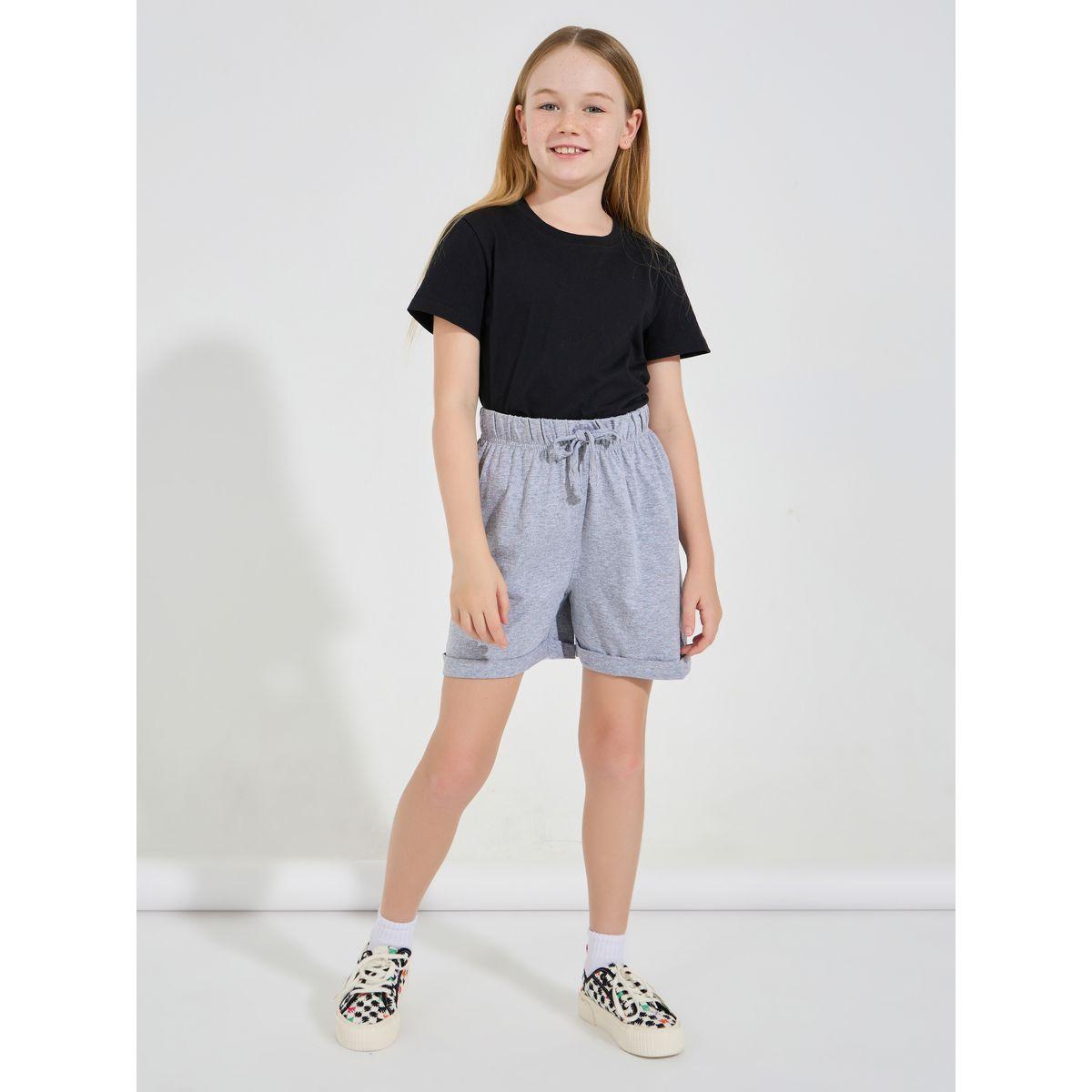 Styli Basic Shorts with Turn-Up Hem-girls-clothing-bottoms-shorts-image-2