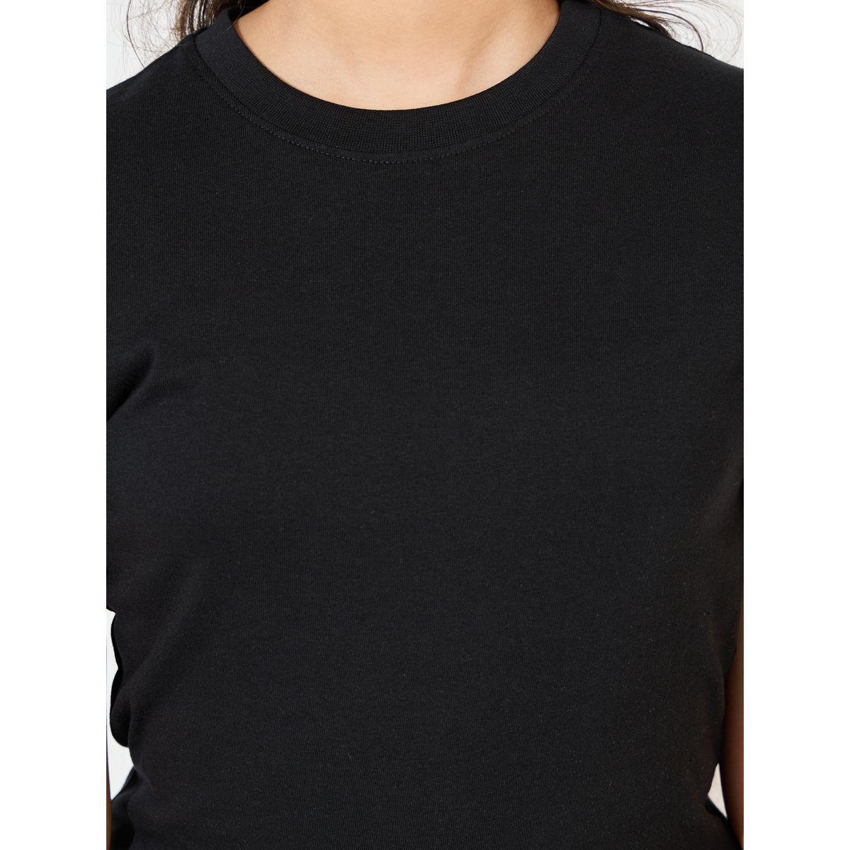 تيشيرت سادة بياقة دائرية وأكمام قصيرة-girls-clothing-tshirts-image-3