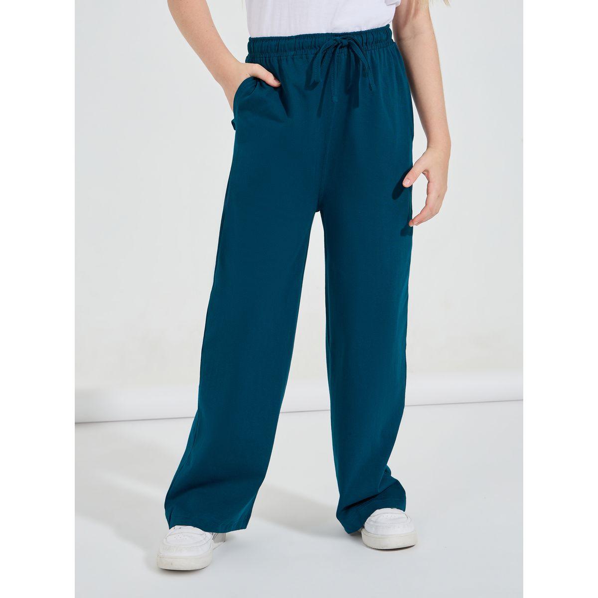 Styli Basic Wide Leg Pants with Drawstring-girls-clothing-bottoms-trousers-image-1