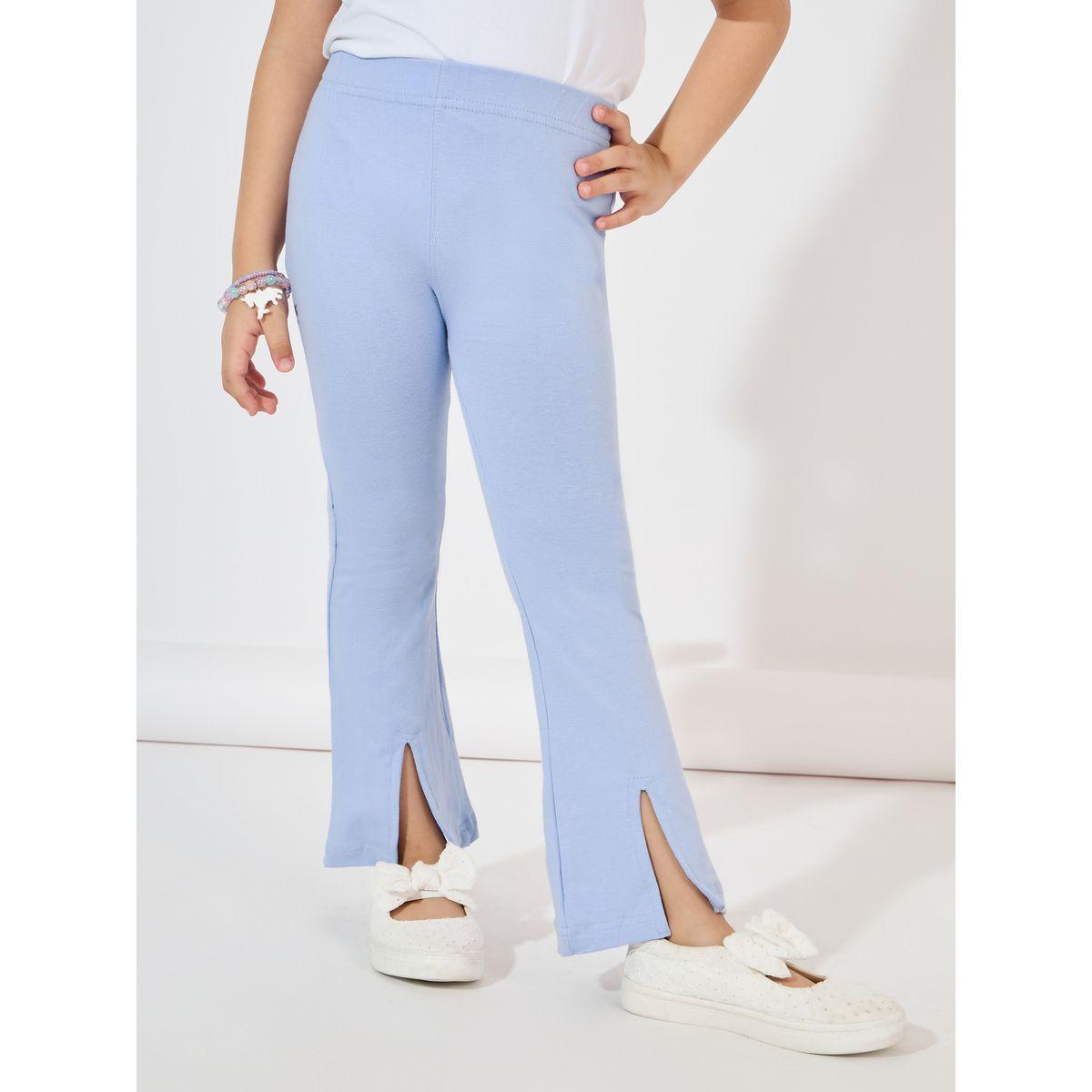 Styli Solid Flared Leggings with Split Hem-girls-clothing-bottoms-leggings-image-1