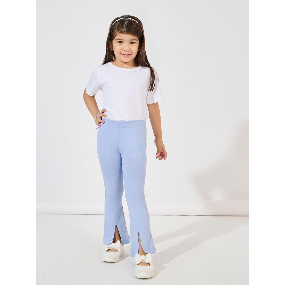 Styli Solid Flared Leggings with Split Hem-girls-clothing-bottoms-leggings-image-2