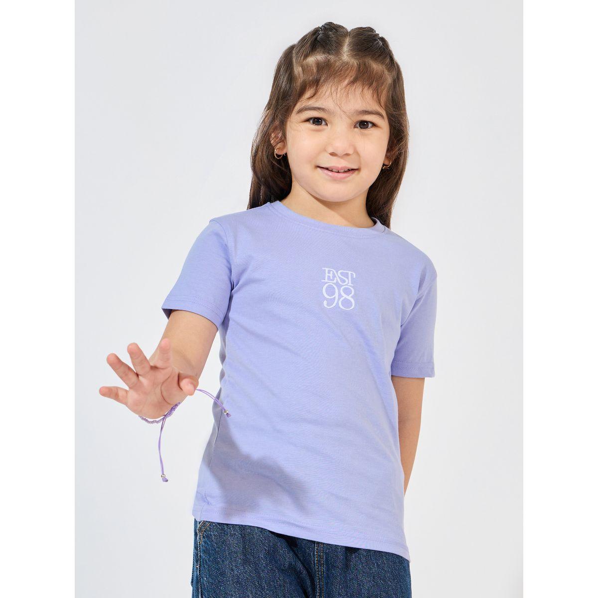 Styli Embroidered Detail Round Neck T-Shirt-girls-clothing-tshirts-image-1