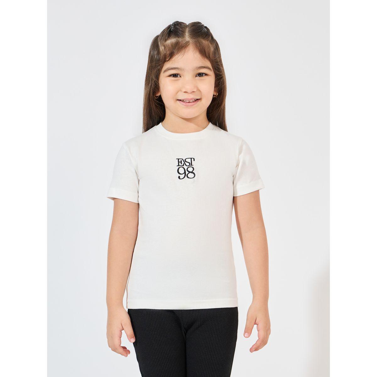 Styli Embroidered Detail Round Neck T-Shirt-girls-clothing-tshirts-image-1