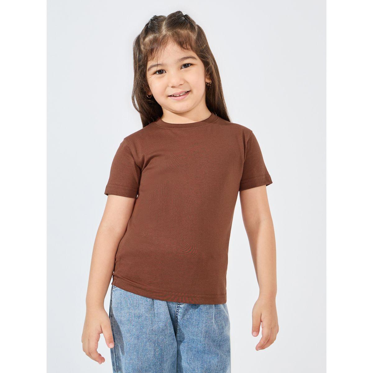 تيشيرت مُجسم بياقة دائرية وأكمام قصيرة-girls-clothing-tshirts-image-4