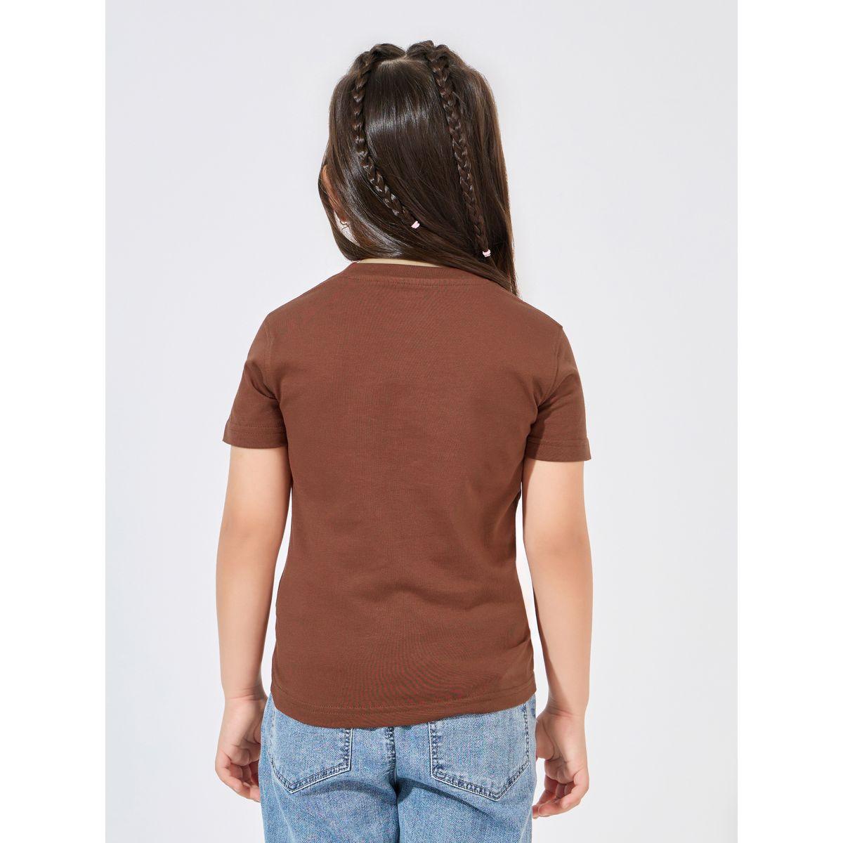 تيشيرت مُجسم بياقة دائرية وأكمام قصيرة-girls-clothing-tshirts-image-1