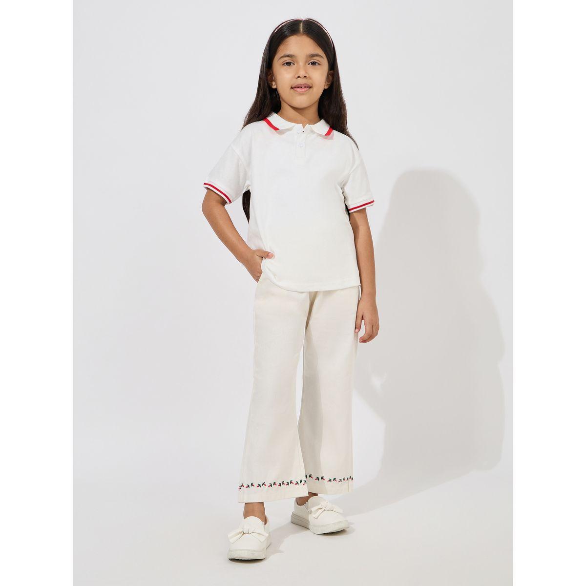 Styli Embroidery Detail Cotton Flared Pants-girls-clothing-bottoms-trousers-image-2