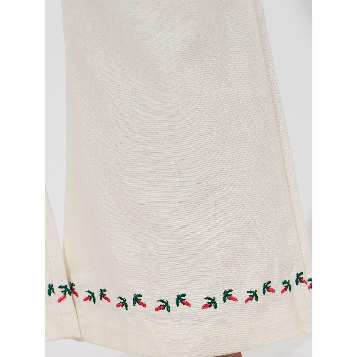 Styli Embroidery Detail Cotton Flared Pants-girls-clothing-bottoms-trousers-image-3