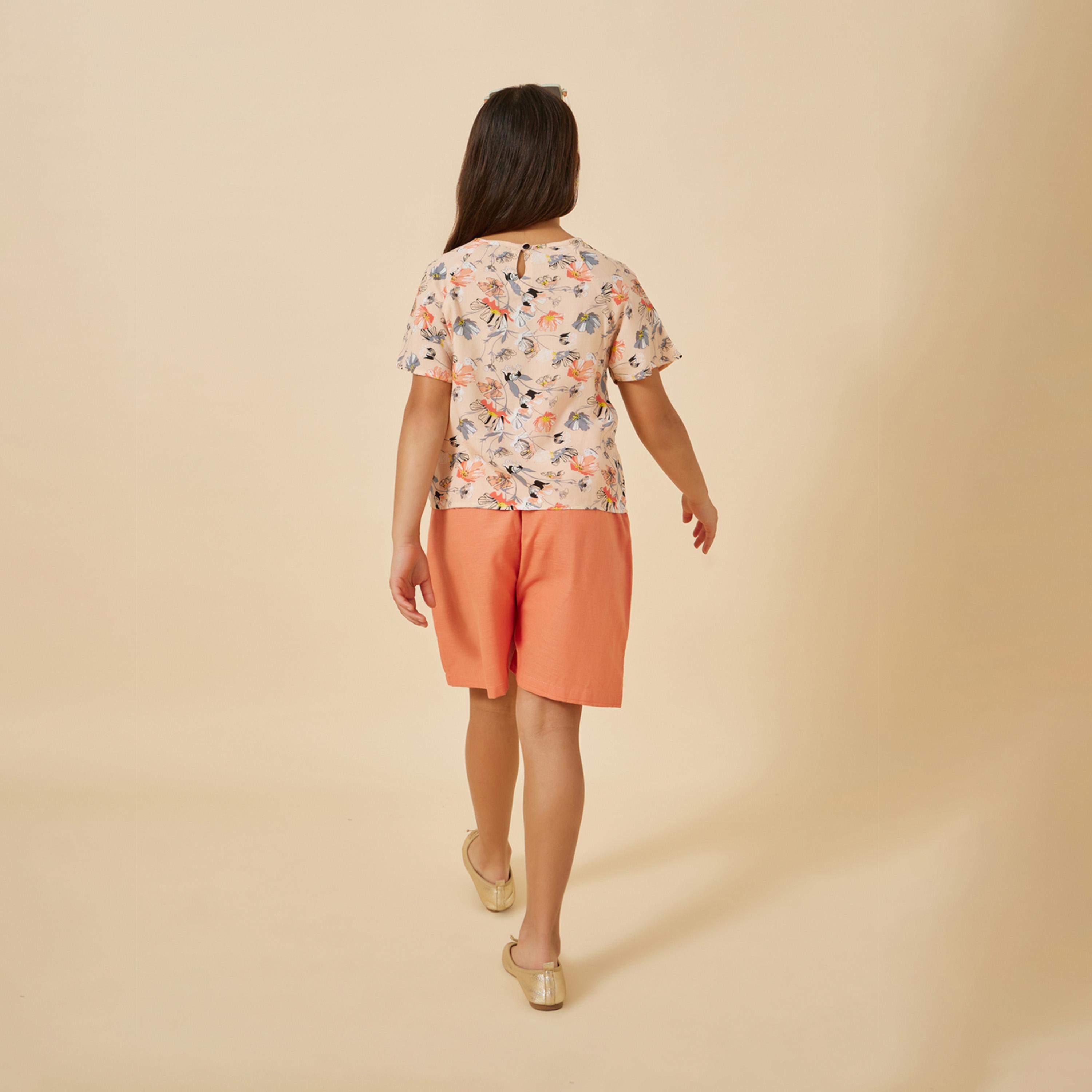 ستايلي - طقم بناتي مكون من بلوزة مطبوعة مع شورت-girls-clothing-tshirts-image-6