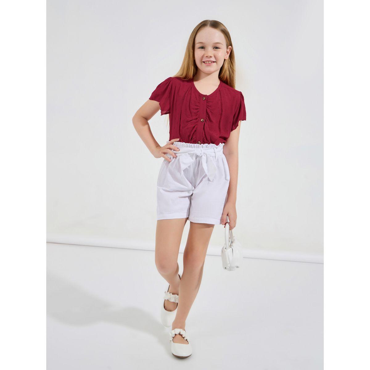 Styli Solid Ruffle Top & Shorts Set-girls-clothing-setsandcoords-image-1