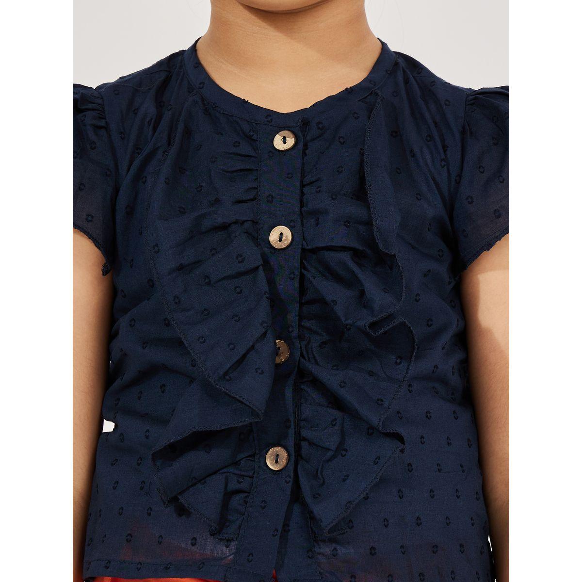 Styli Dobby Ruffled Top & Shorts Set-girls-clothing-setsandcoords-image-3