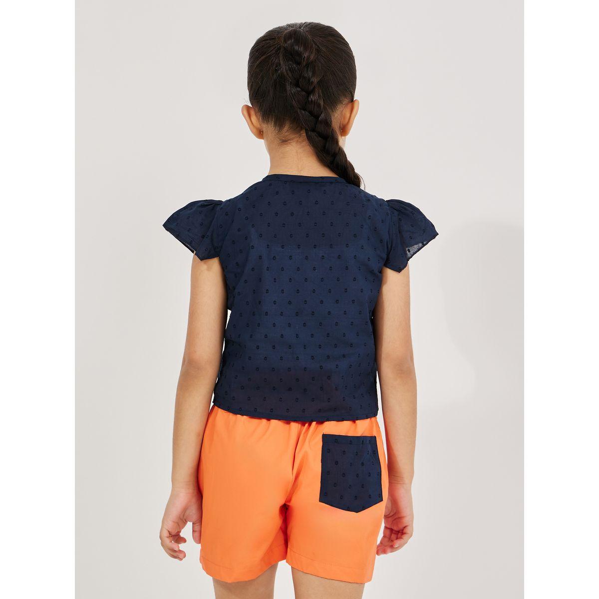 Styli Dobby Ruffled Top & Shorts Set-girls-clothing-setsandcoords-image-4