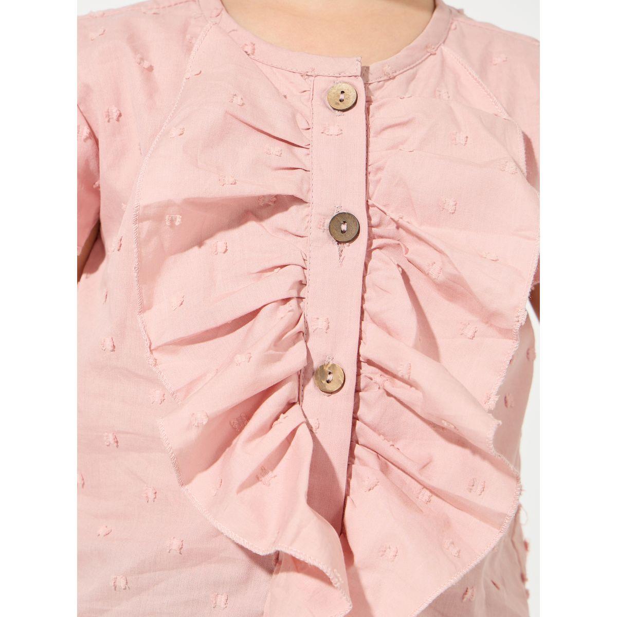 Styli Dobby Ruffled Top & Shorts Set-girls-clothing-setsandcoords-image-3