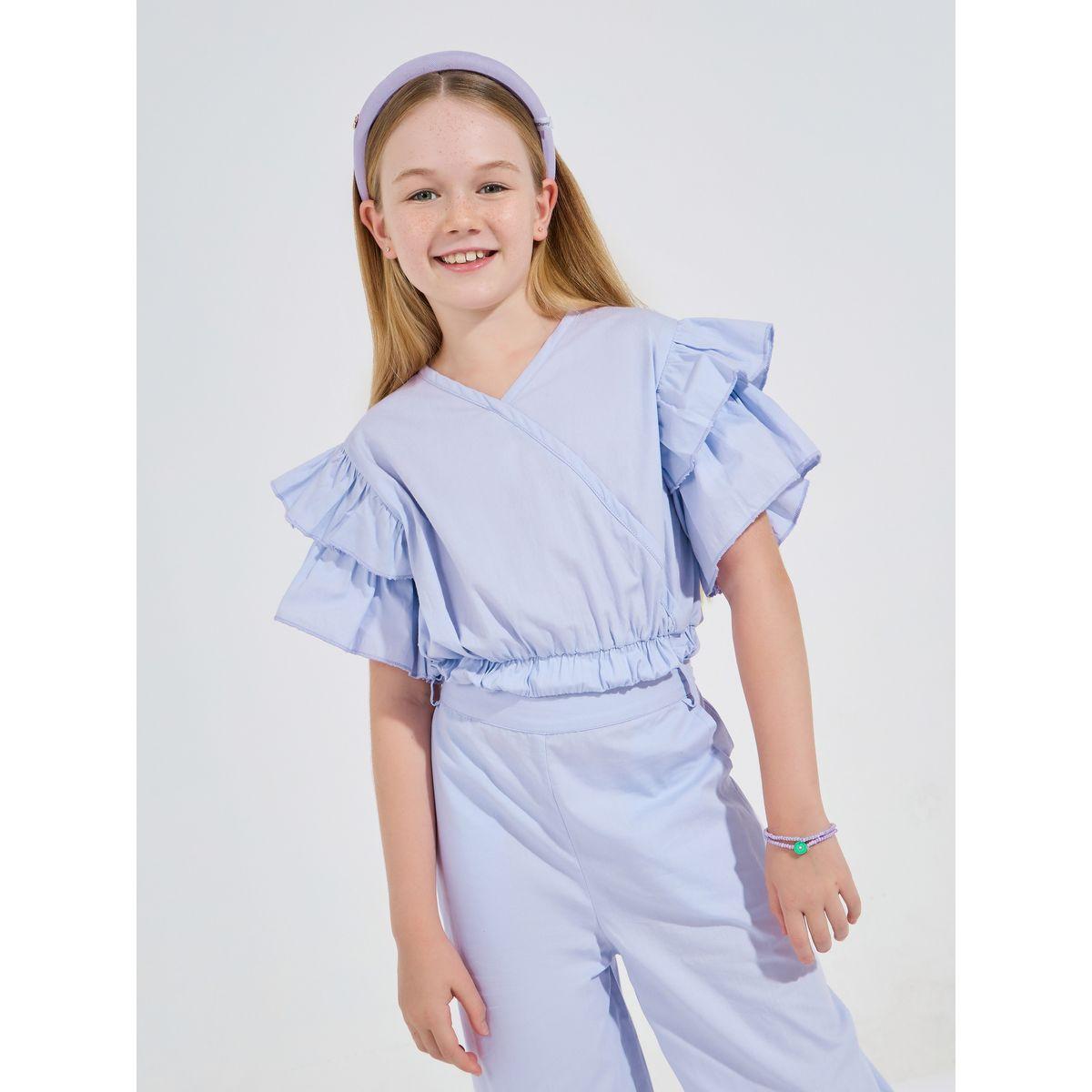 Styli Frill Layered Sleeves Top & Wide Leg Pants Set-girls-clothing-setsandcoords-image-2