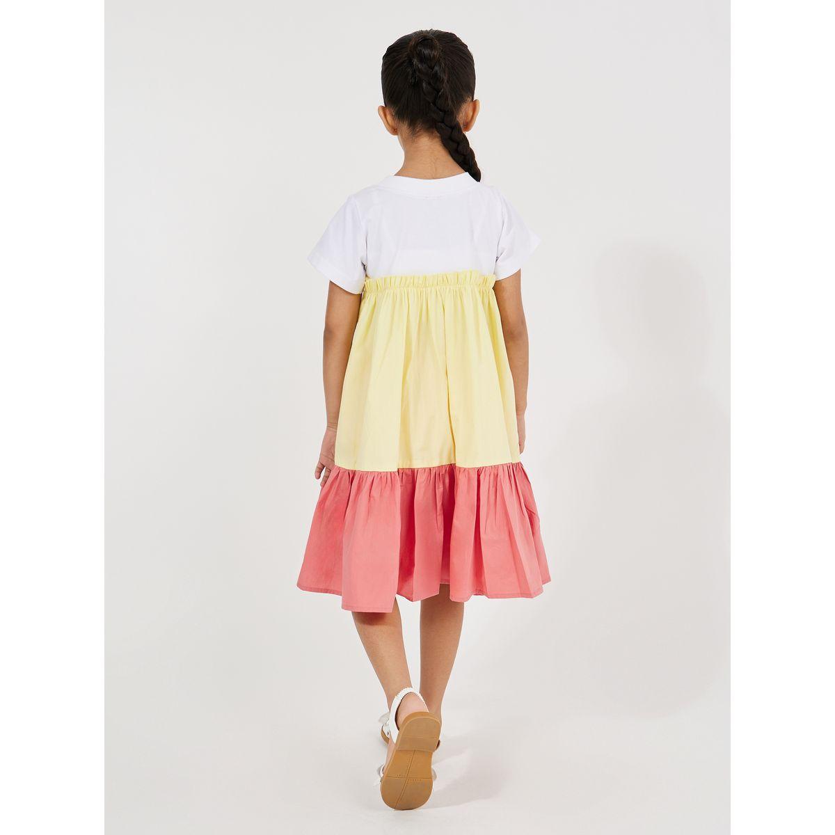 فستان بنمط كتل الالوان مع ياقة دائرية وكسرات-girls-clothing-dressesandjumpsuits-image-4
