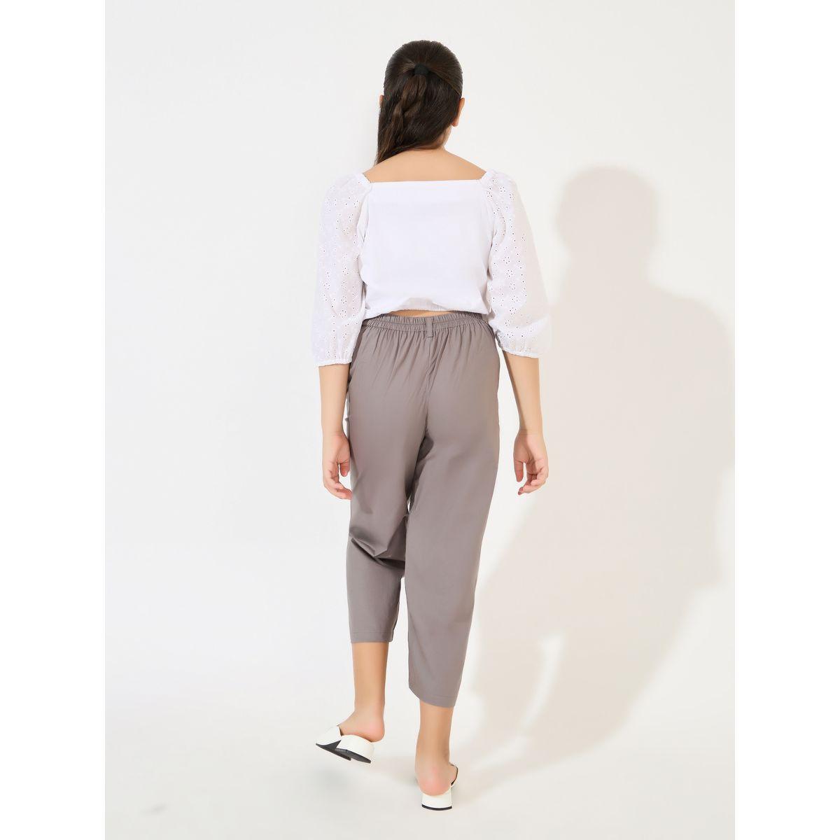 Styli Solid 3/4 Sleeve Top & Wide Leg Pants Set-girls-clothing-setsandcoords-image-4