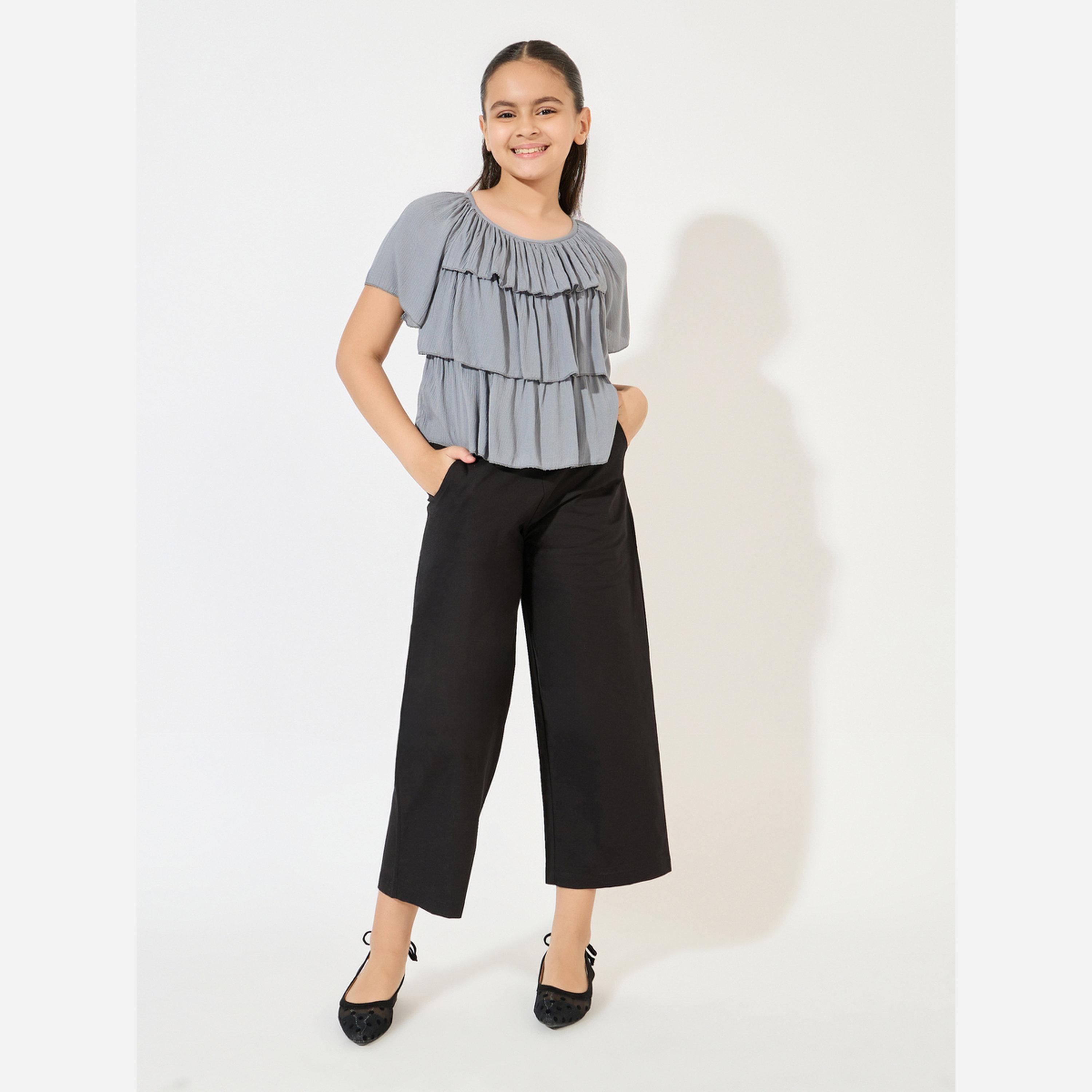 ستايلي - طقم بلوزة متعددة الطبقات وبنطال واسع الساقين-girls-clothing-setsandcoords-image-1
