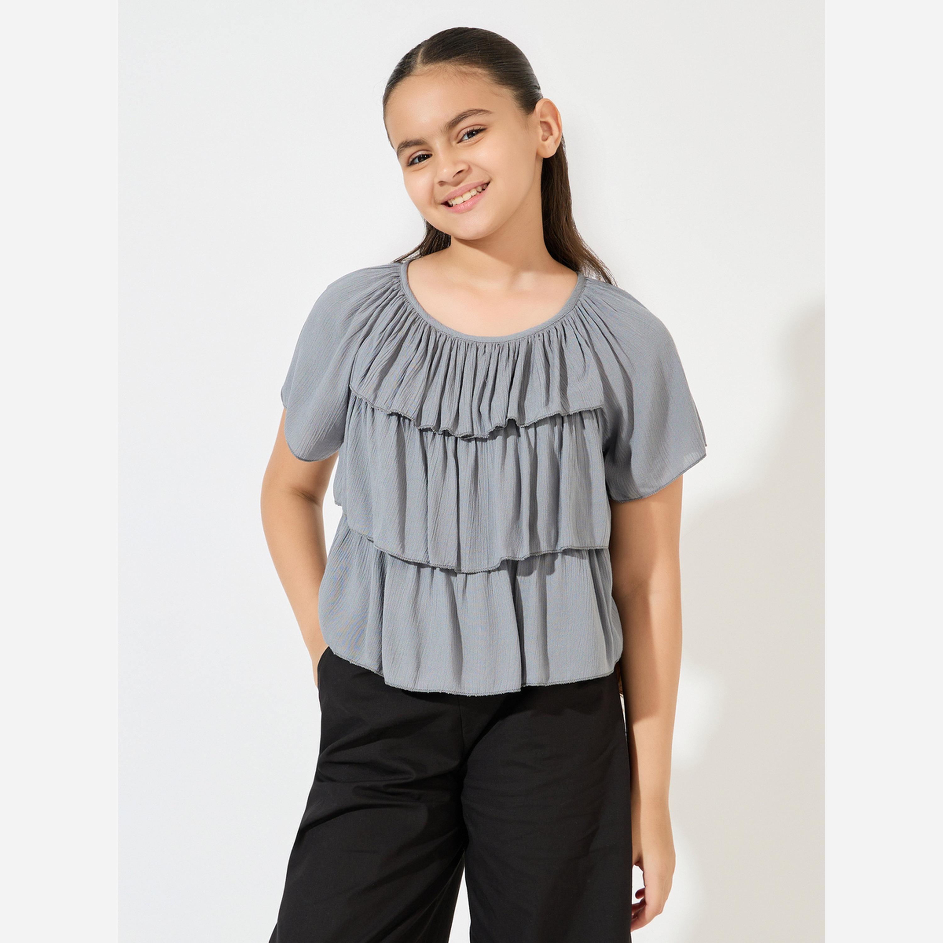 ستايلي - طقم بلوزة متعددة الطبقات وبنطال واسع الساقين-girls-clothing-setsandcoords-image-2
