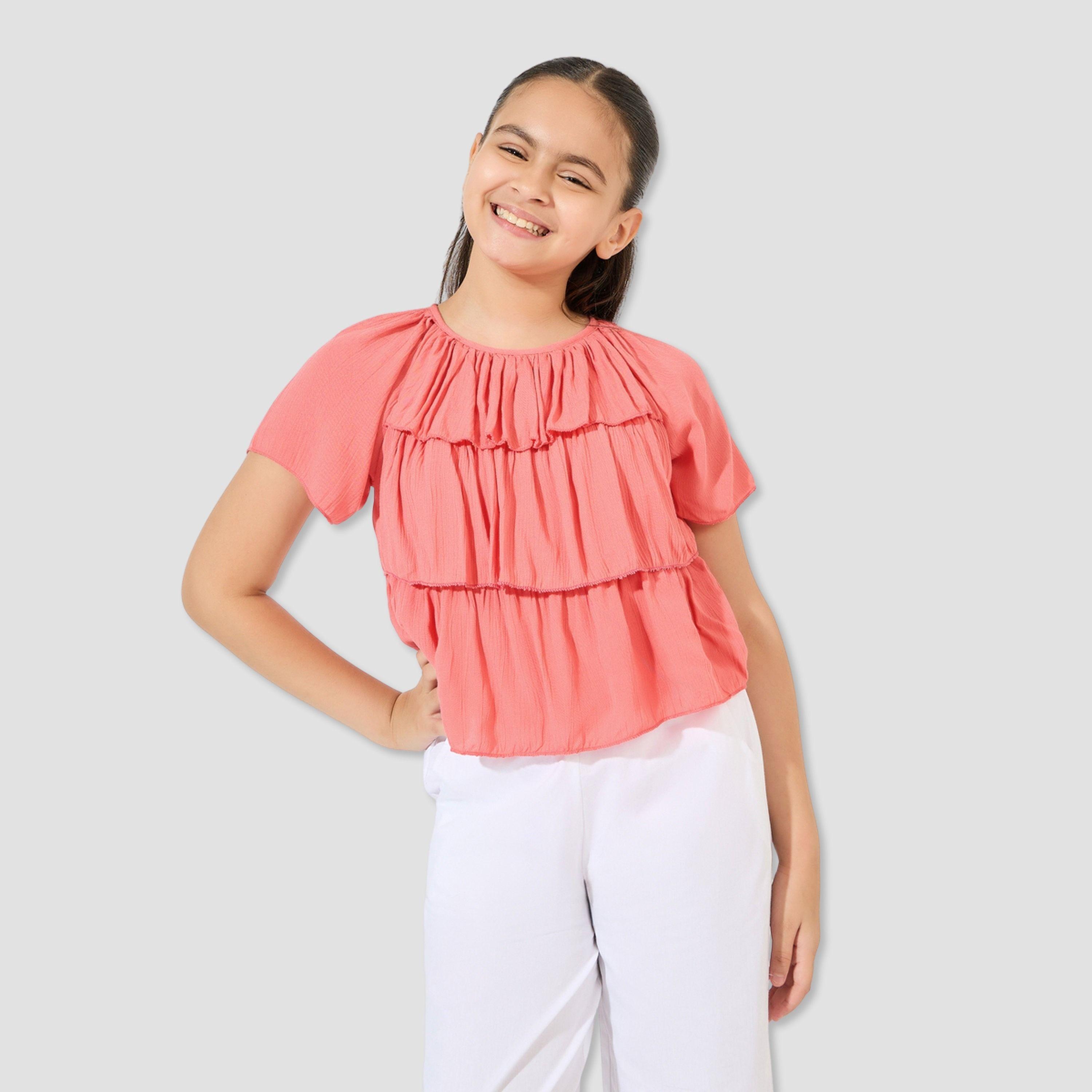 ستايلي - طقم بلوزة متعددة الطبقات وبنطال واسع الساقين-girls-clothing-setsandcoords-image-2