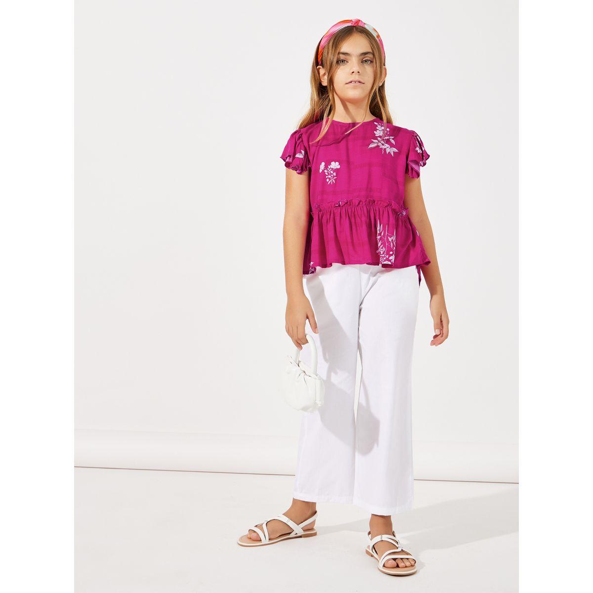 Styli Ruffled Peplum Top & Straight Leg Pants Set-girls-clothing-setsandcoords-image-1