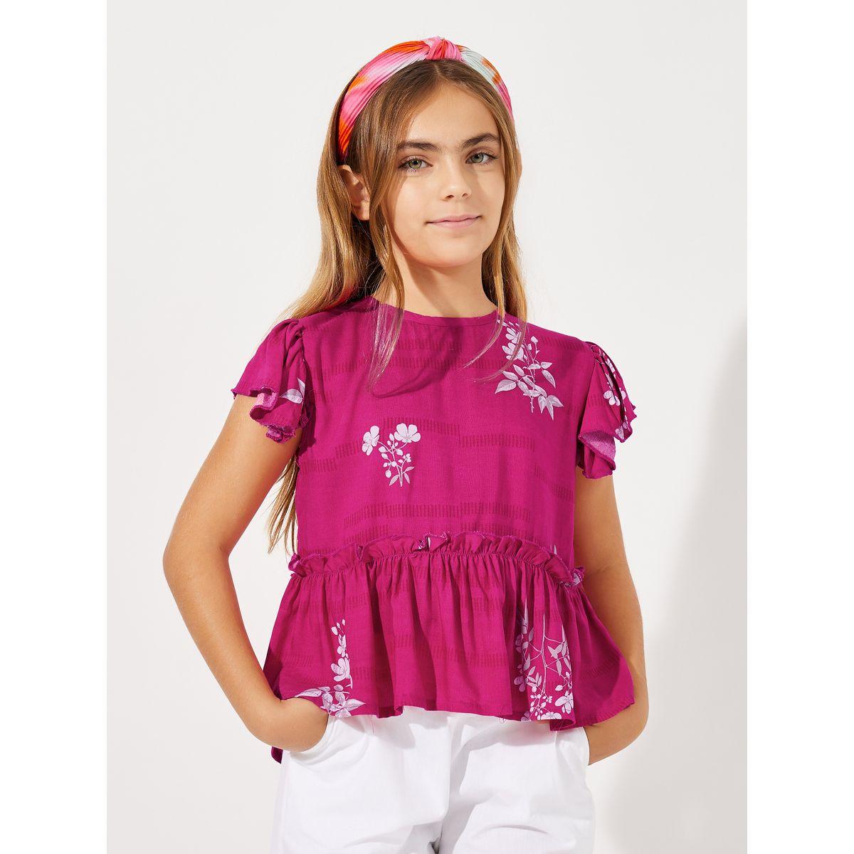 مجموعة من بنطال بأرجل مستقيمة وبلوزة بيبلوم بكشكش-girls-clothing-setsandcoords-image-2