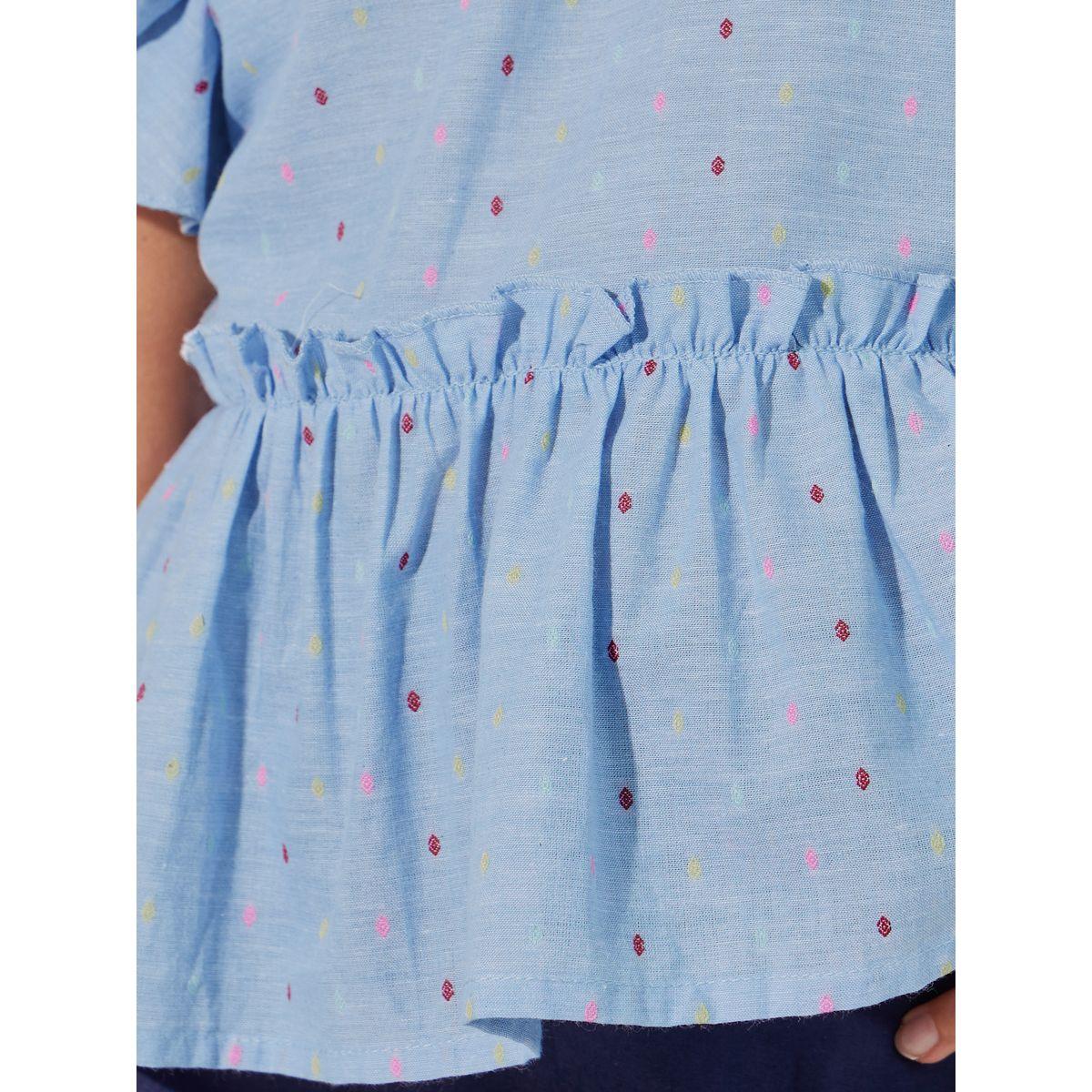 مجموعة من بنطال بأرجل مستقيمة وبلوزة بيبلوم بكشكش-girls-clothing-setsandcoords-image-3