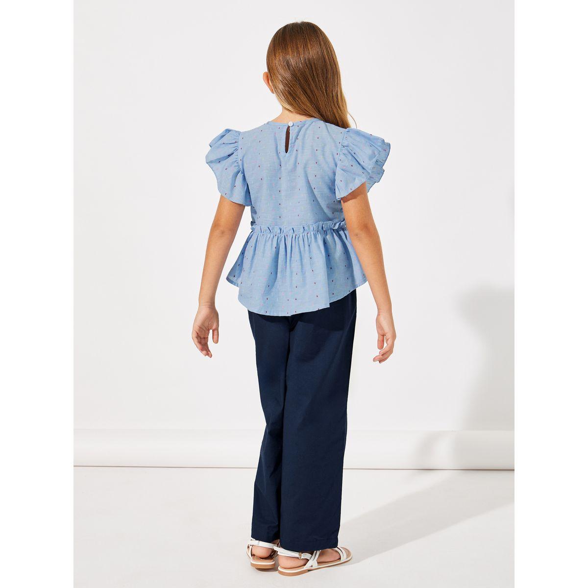 Styli Ruffled Peplum Top & Straight Leg Pants Set-girls-clothing-setsandcoords-image-5