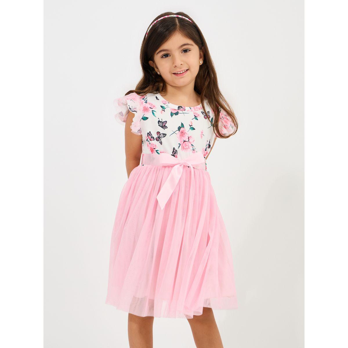 Styli Floral Print Mesh Hem Dress-girls-clothing-dressesandjumpsuits-image-2