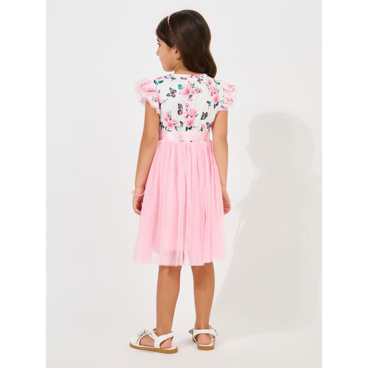 فستان مطبع بزهور مع حافة شبكية-girls-clothing-dressesandjumpsuits-image-4