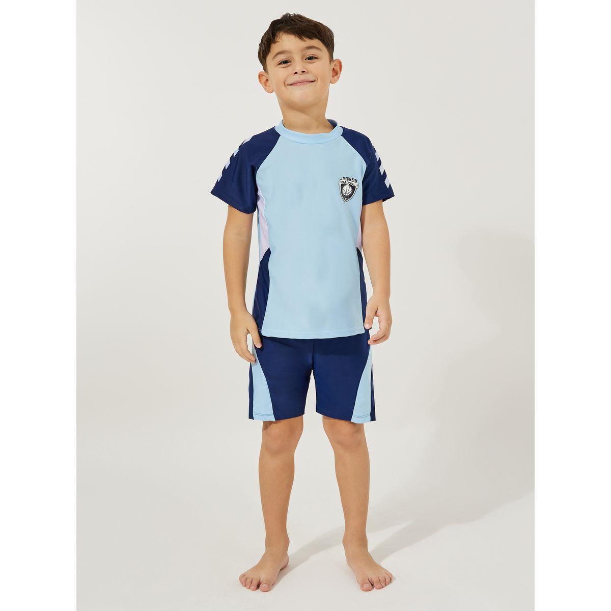 مجموعة من 3 - شورت وبلوزة باكمام ريجلان مع كاب-boys-clothing-setsandcoords-image-1